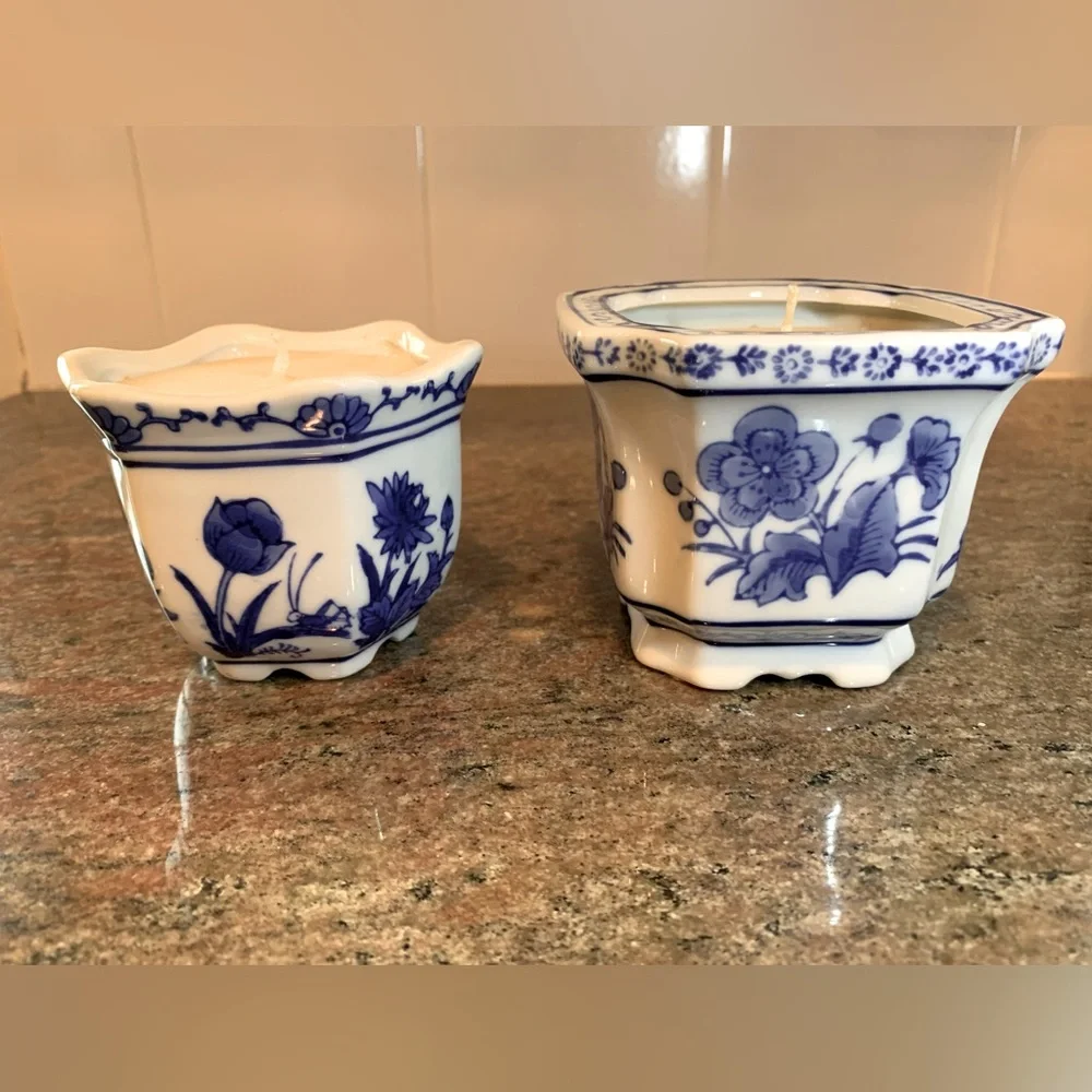 Bombay of China Cobalt Blue & White Candle holders